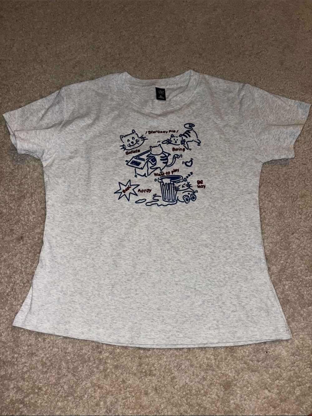 Kids Short Sleeve Graphic Tee - Light Heather Gray with Navy Print